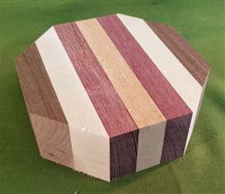 Bowl #405 - Black Walnut, Maple, Purpleheart & Cherry Striped Segmented Bowl Blank ~ 6" x 2" ~ $24.99